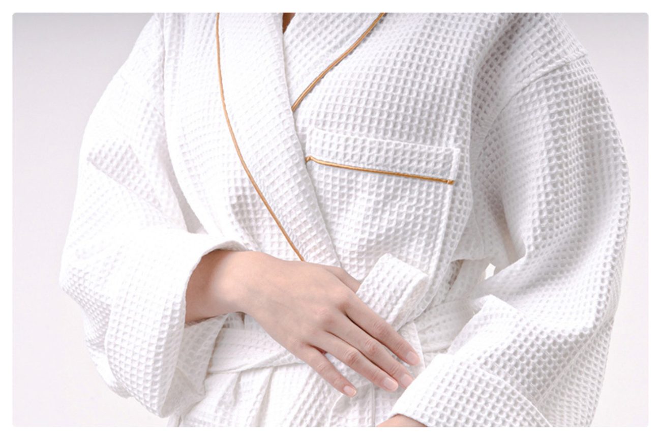 Waffle cotton hotel bathrobe